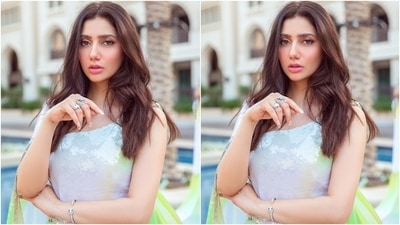 The silhouette of Mahira's dress complimented her hourglass frame and added an ethereal vibe to her look. She teamed the dress with embellished stilettos, a signature Bulgari bracelet, and several diamond-emerald rings. 
