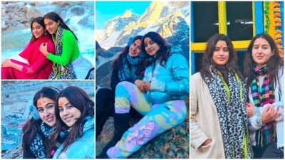 Sara Ali Khan made her debut with the film Kedarnath where she was seen playing late Sushant Singh Rajput's love interest. The film was shot amidst the beautiful snowcapped mountains and valleys. After three years, Sara visited the picturesque location again, but this time she is experiencing all the fun in the hills with Janhvi Kapoor. (Instagram/@saraalikhan95/@janhvikapoor) Sara Ali Khan made her debut with the film Kedarnath where she was seen playing late Sushant Singh Rajput's love interest. The film was shot amidst the beautiful snowcapped mountains and valleys. After three years, Sara visited the picturesque location again, but this time she is experiencing all the fun in the hills with Janhvi Kapoor. (Instagram/@saraalikhan95/@janhvikapoor)
