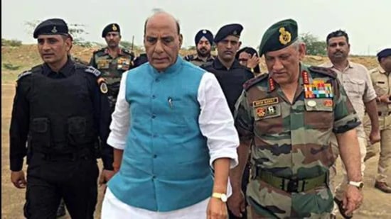 File photo: Defence minister Rajnath Singh and with Chief of Defence Staff Bipin Rawat. (ANI)