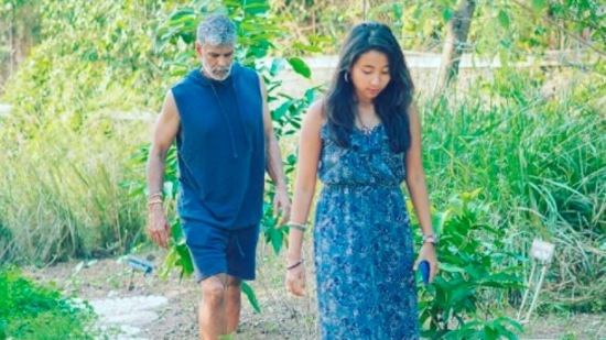 Ankita Konwar and Milind Soman had picked the aromatic herbs for their tea all by themselves.(Instagram/@ankita_earthy)