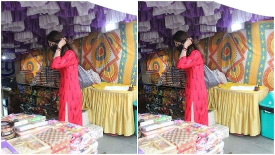 Shilpa was seen checking our festive boxes to prep for Diwali.(HT Photos/Varinder Chawla)