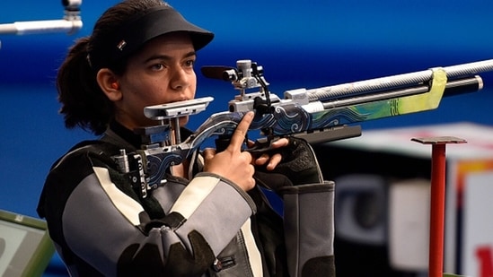 Indian shooter Anjum Moudgil in action at the AIFF World Cup.&nbsp;(Getty)