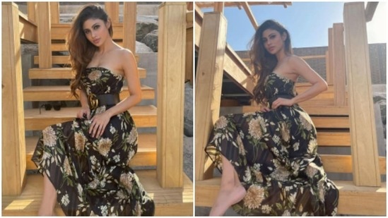 Mouni Roy keeps setting the fashion goals higher for us to conquer. The actor, who is currently in Dubai, has been treating her fans on Instagram with a slew of pictures of her ventures. From posing with her feet in the sand in a lavish setup to dressing up in a long gown – Mouni has been doing it all.(Instagram/@imouniroy)
