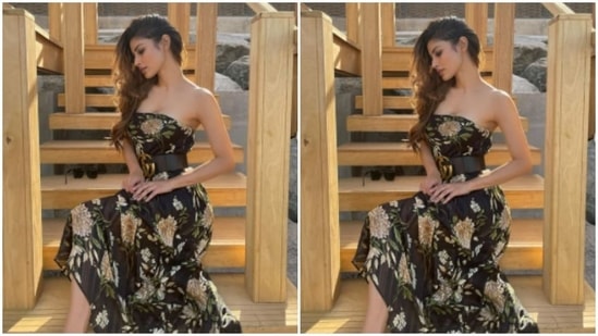 For this photoshoot, Mouni opted for a black long gown.(Instagram/@imouniroy)