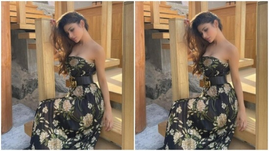 The midriff-baring off-shoulder gown hugged Mouni’s shape and showed off her curves.(Instagram/@imouniroy)