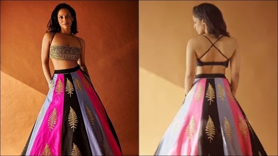 Masaba Gupta turns desi Barbie Doll on birthday in <span class='webrupee'>₹</span>75k multicolour lehenga(Instagram/houseofmasaba/masabagupta)