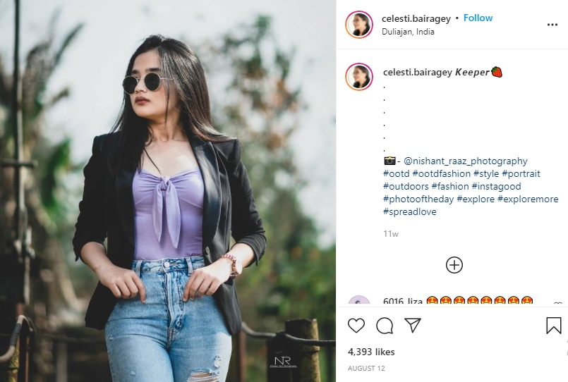 Celesti Bairagey regularly shares posts on Instagram.