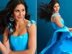 Katrina Kaif has been loving the colour blue lately. She had earlier promoted her film Sooryavanshi wearing a mesmerising blue saree and again dropped jaws when she took to her Instagram handle to share a few stills donning this stunning blue corset and skirt set.