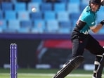 Dubai, Nov 03 (ANI): New Zealand's Martin Guptill plays a shot during the ICC Men's T20 World Cup match between New Zealand and Scotland, at Dubai International Stadium in Dubai on Wednesday. (ANI Photo)(ANI)