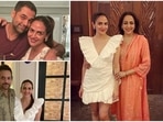 Esha Deol with cousin Abhay Deol, mother Hema Malini and friend Fardeen Khan. Esha Deol with cousin Abhay Deol, mother Hema Malini and friend Fardeen Khan.
