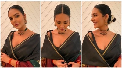 Diwali is the time to deck up, wear beautiful Indian attires and celebrate with family and friends. Fashionista Esha Gupta loves treating her fans with photos of herself in stylish wear. Recently, she took to her Instagram handle to share a few stills of herself in a black saree. (Instagram/@egupta) Diwali is the time to deck up, wear beautiful Indian attires and celebrate with family and friends. Fashionista Esha Gupta loves treating her fans with photos of herself in stylish wear. Recently, she took to her Instagram handle to share a few stills of herself in a black saree. (Instagram/@egupta)