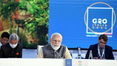 Prime Minister Narendra Modi attends the Global Summit on Supply Chain Resilience on the sidelines of the G20 summit, in Rome on October 31. India made a strong push on key issues important to developing countries, including data, vaccines and climate change. (ANI) Prime Minister Narendra Modi attends the Global Summit on Supply Chain Resilience on the sidelines of the G20 summit, in Rome on October 31. India made a strong push on key issues important to developing countries, including data, vaccines and climate change. (ANI)