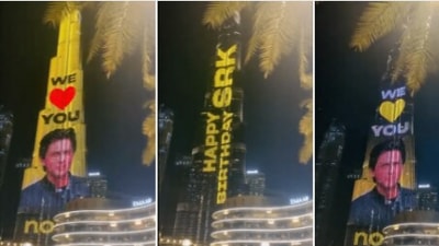 Burj Khalifa lights up with wishes for Shah Rukh Khan on his 56th birthday. (Twitter)
