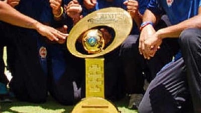 Trophy given to the winner of India’s domestic T20 competition, Syed Mushtaq Ali Trophy. (Twitter)