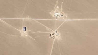 The high resolution images of the missile silo being constructed in China's Xinjiang province, which were discovered in July. (Twitter/@planet)