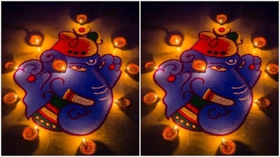 Lord Ganesha is worshipped with goddess Lakshmi during Diwali. Create a Ganesha picture with just shades of blue and yellow for your home and deck it up in lights of the diyas. (https://unsplash.com/) Lord Ganesha is worshipped with goddess Lakshmi during Diwali. Create a Ganesha picture with just shades of blue and yellow for your home and deck it up in lights of the diyas. (https://unsplash.com/)