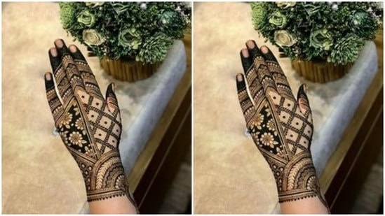Adorn your hands in this mehendi design and watch it grab all the spotlight.(https://in.pinterest.com/)