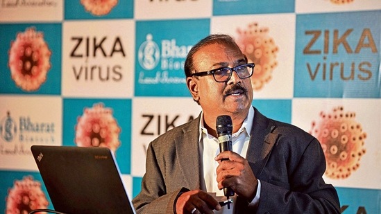 Bharat Biotech chairman and managing director Krishna Ella also thanked Union health minister Mansukh Mandaviya and all officials of the ministry for their “hardwork” after Covaxin received the WHO nod for emergency use.(MINT_PRINT)