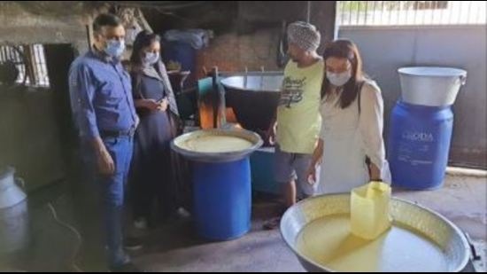 Health officials during a food sample collection drive in Ludhiana last month. The Moga food safety officer said they started the drive hat lasted for about four hours before he was suspended at midnight.