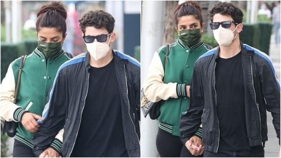 Priyanka Chopra in <span class='webrupee'>?</span>2 lakh jacket enjoys a date with Nick Jonas in LA, can you guess the bag's price?