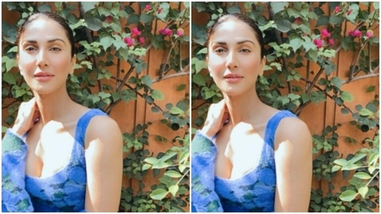 Vaani gave the winter vibes to her look with a velvety blue shawl wrapped around her arms.(Instagram/@_vaanikapoor_)