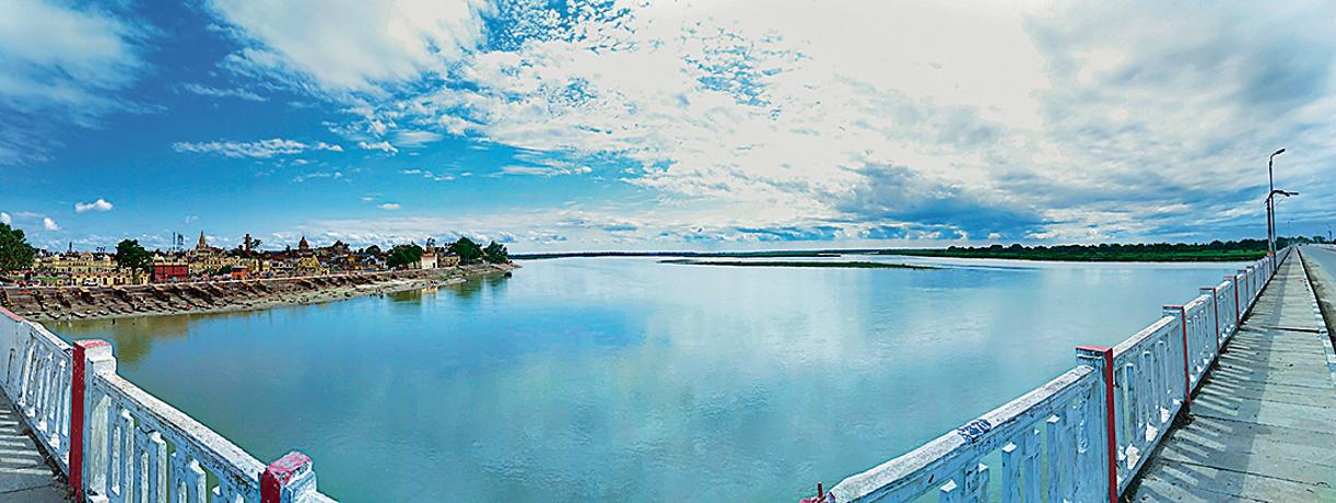 A view of the Naya Ghat and Sarayu River