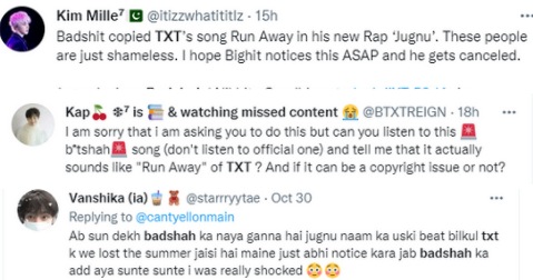 Internet users are claiming that Badshah copied TXT's Runaway(Twitter)