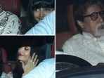 Amitabh Bachchan, Abhishek Bachchan and Aishwarya Rai were snapped in their cars. Amitabh Bachchan, Abhishek Bachchan and Aishwarya Rai were snapped in their cars.