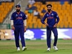 India's Ravindra Jadeja, right, interacts with teammate Rohit Sharma(AP) India's Ravindra Jadeja, right, interacts with teammate Rohit Sharma(AP)