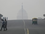 A view of the Presidential palace amid smoggy conditions is pictured during the Hindu festival of Diwali, in New Delhi on Thursday.