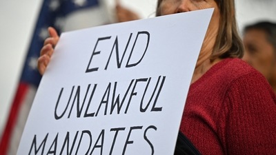 Workers at NASA's Jet Propulsion Laboratory (JPL) and their supporters protest against a US government mandate requiring all federal employees to received the Covid-19 vaccine. (AFP) Workers at NASA's Jet Propulsion Laboratory (JPL) and their supporters protest against a US government mandate requiring all federal employees to received the Covid-19 vaccine. (AFP)