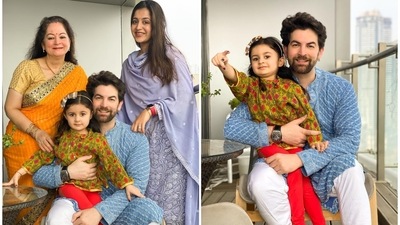 Neil Nitin Mukesh shared cute photos of the Diwali festivities at home with his daughter Nurvi. Neil Nitin Mukesh shared cute photos of the Diwali festivities at home with his daughter Nurvi.