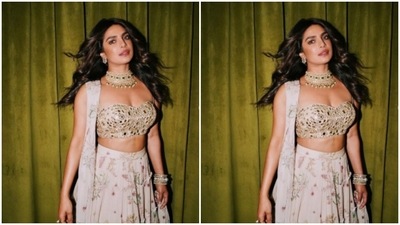 Priyanka played muse to fashion designer Arpita Mehta and picked a stunning lehenga from her wardrobe. (Instagram/@priyankachopra) Priyanka played muse to fashion designer Arpita Mehta and picked a stunning lehenga from her wardrobe. (Instagram/@priyankachopra)