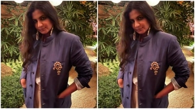 “Happy Diwali from me and my Diwali Dhoti and Bandhgala,” she wrote. She also added that the ethnic menswear collection from the wardrobe of Anamika Khanna and Raghavendra Rathore make her stay “fuss free.” (Instagram/@rheakapoor) “Happy Diwali from me and my Diwali Dhoti and Bandhgala,” she wrote. She also added that the ethnic menswear collection from the wardrobe of Anamika Khanna and Raghavendra Rathore make her stay “fuss free.” (Instagram/@rheakapoor)