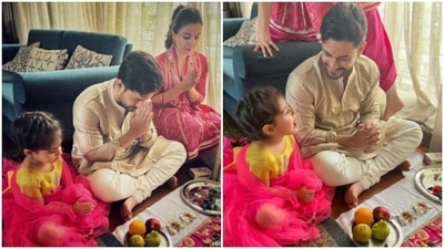 The festivities have made their way into the homes of the celebrities of tinsel town. Diwali, the festival of lights, is celebrated with a lot of grandeur and pomp all over India. Lakshmi puja is also done during Diwali to invite wealth and prosperity into the homes. On Thursday, Soha Ali Khan and Kunal Kemmu shared glimpses of their homely Lakshmi puja on their Instagram profiles. (Instagram/@sakpataudi, Instagram/@kunalkemmu) The festivities have made their way into the homes of the celebrities of tinsel town. Diwali, the festival of lights, is celebrated with a lot of grandeur and pomp all over India. Lakshmi puja is also done during Diwali to invite wealth and prosperity into the homes. On Thursday, Soha Ali Khan and Kunal Kemmu shared glimpses of their homely Lakshmi puja on their Instagram profiles. (Instagram/@sakpataudi, Instagram/@kunalkemmu)