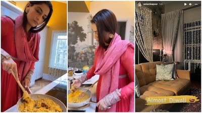 Sonam Kapoor prepared besan laddoos on Diwali. Sonam Kapoor prepared besan laddoos on Diwali.