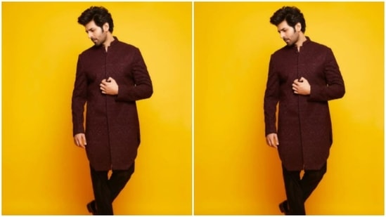 Kartik played muse to fashion designer Kunal Rawal and decked up in an ethnic ensemble from the designer’s wardrobe.(Instagram/@kartikaaryan)