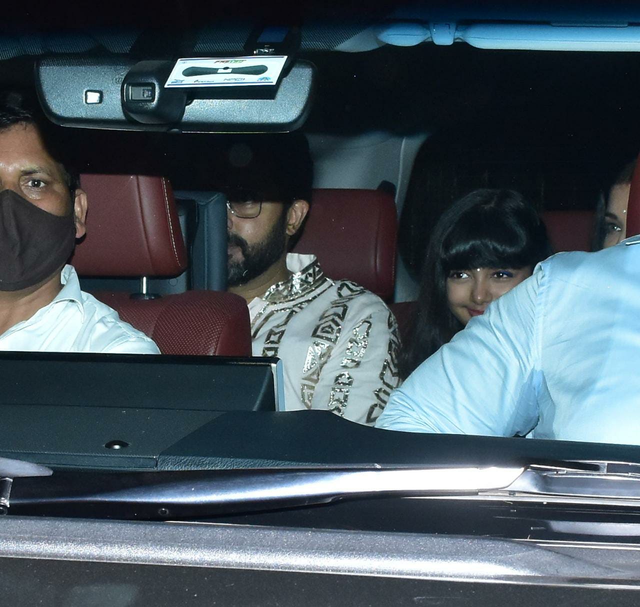 Abhishek Bachchan was also seen in the car.