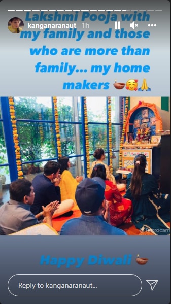 Kangana also gave her fans a glimpse of the pooja at her home.