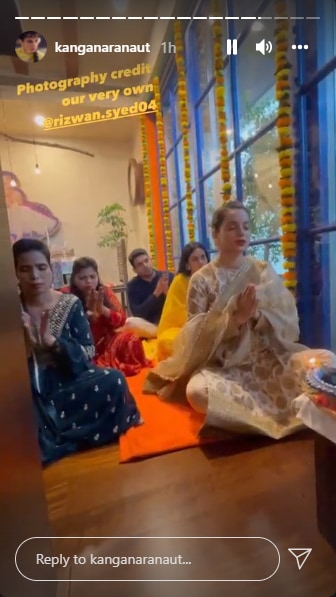 Kangana also gave her fans a glimpse of the pooja at her home.