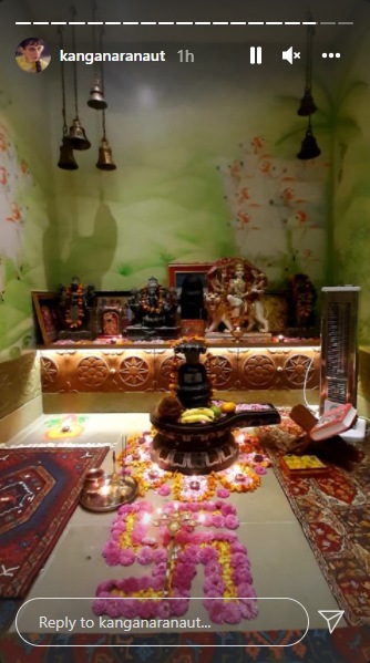 Kangana shared pictures of the pooja room.