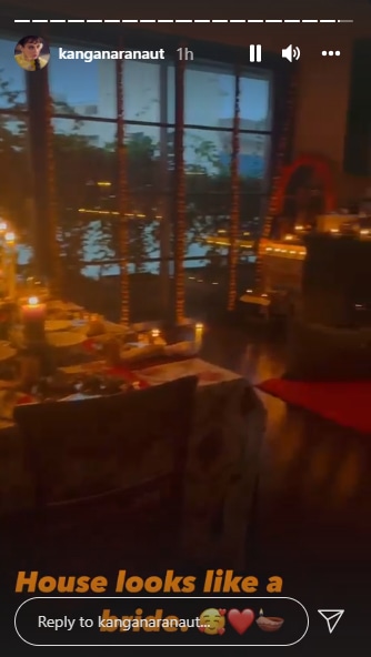 In the last clip, she shared the view of a candle-lit room.