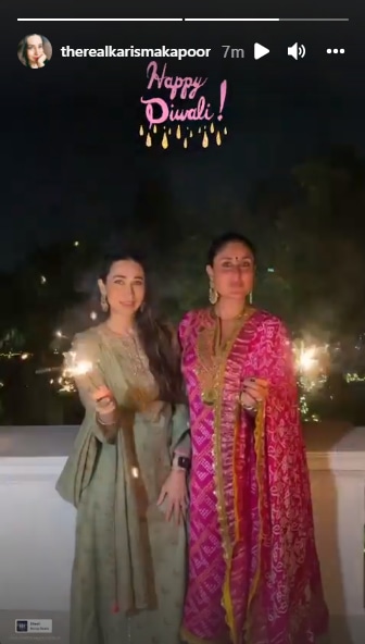 Karisma also shared a Boomerang video of the sisters lighting firecrackers.