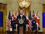 US President Joe Biden participates in a virtual press conference on national security with British Prime Minister Boris Johnson (R) and Australian Prime Minister Scott Morrison in the East Room of the White House in Washington, DC, on Wednesday. The three nations launched the AUKUS partnership. (AFP) US President Joe Biden participates in a virtual press conference on national security with British Prime Minister Boris Johnson (R) and Australian Prime Minister Scott Morrison in the East Room of the White House in Washington, DC, on Wednesday. The three nations launched the AUKUS partnership. (AFP)