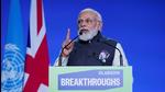 India's Prime Minister Narendra Modi delivers a speech at the COP26 UN Climate Change Conference in Glasgow, Scotland, on November 2, 2021 (AFP) India's Prime Minister Narendra Modi delivers a speech at the COP26 UN Climate Change Conference in Glasgow, Scotland, on November 2, 2021 (AFP)