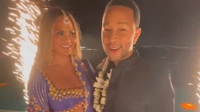 Chrissy Teigen wore saree by this Indian designer to Priyanka Chopra and Nick Jonas's Diwali party Chrissy Teigen wore saree by this Indian designer to Priyanka Chopra and Nick Jonas's Diwali party