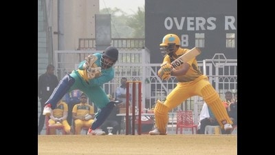 Gaikwad plays a cut shot during the Syed Mushtaq Ali T20 Trophy match against Punjab, in Lucknow, on Friday. (SOURCED) Gaikwad plays a cut shot during the Syed Mushtaq Ali T20 Trophy match against Punjab, in Lucknow, on Friday. (SOURCED)