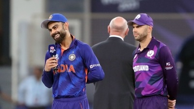 Indian Skipper Virat Kohli during the ICC Men's T20 World Cup match between India and Scotland, at Dubai International Cricket Ground in Dubai on Friday (ANI)