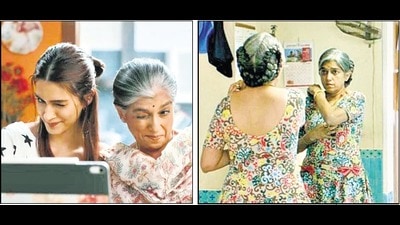 Ratna Pathak Shah in Hum Do Hamare Do (2021) and Lipstick Under My Burkha (2016). The former lets its actors down. The latter enables her to evocatively tell a vital tale. Ratna Pathak Shah in Hum Do Hamare Do (2021) and Lipstick Under My Burkha (2016). The former lets its actors down. The latter enables her to evocatively tell a vital tale.