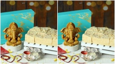 This gift idea is perfect for Bhai Dooj. Shower your sibling with lots of sweets and a miniature idol of Ganesha. (https://in.pinterest.com/)
